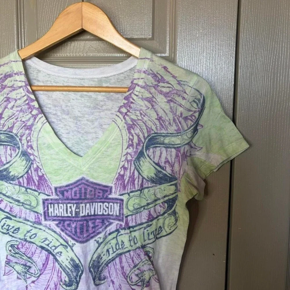 Y2K Harley Davidson top  Size S purple‎ biker grunge y2k wings
